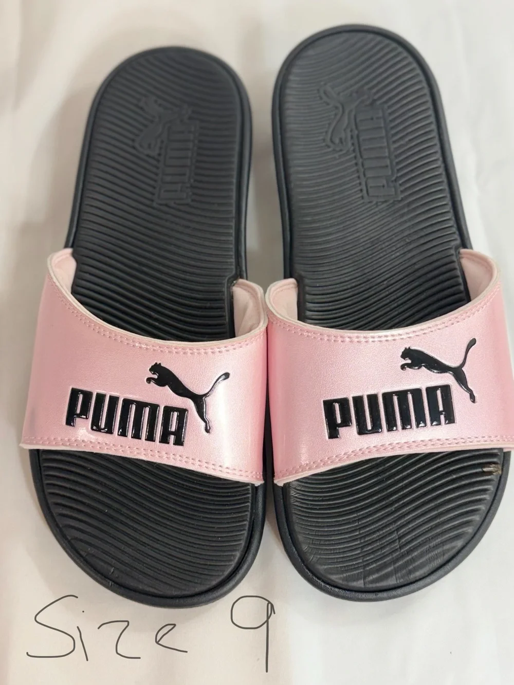 Puma Pink and Black Slide Sandals